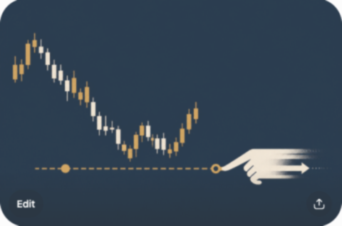 Illustration of a stop-loss order being nudged further away from the price action, representing a widened stop.
